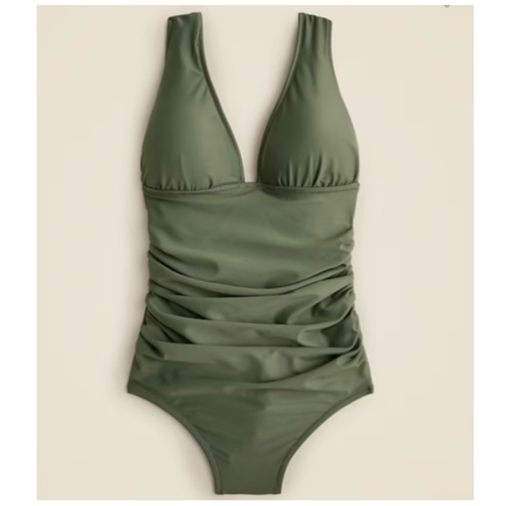 Size 10 JCrew Ruched V-neck one-piece swimsuit